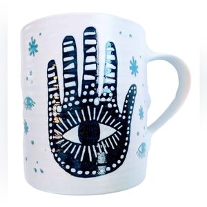 PD‎ New Blue and white third eye hamsa mug
